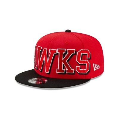 Red Atlanta Hawks Hat - New Era NBA Block Font 9FIFTY Snapback Caps USA5092346